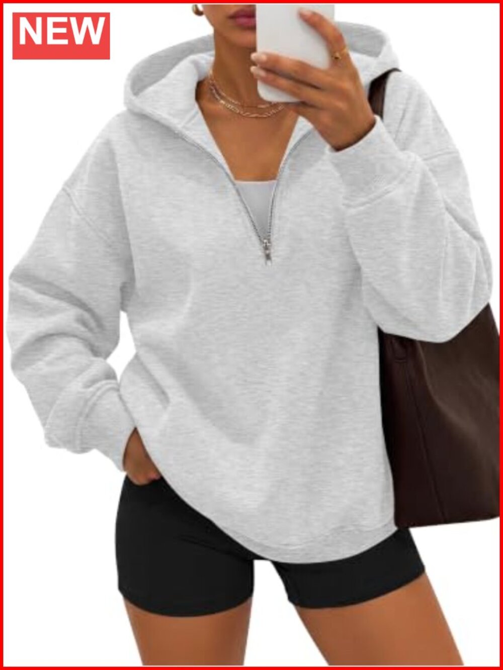ANRABESS Womens Oversized Quarter Zip Hoodie Long Sleeve Pullover Sweatshirt
